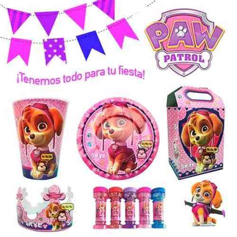 Skye Paw Patrol Dulceros Bolos Platos Vasos Fiesta Dulceros Patrulla