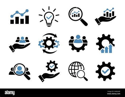 Business icon set in flat. Black and blue symbols Stock Vector Image ...