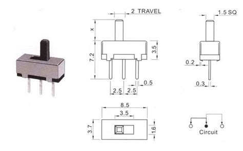 Mini Spst Position Slide Switch Pcb Mount