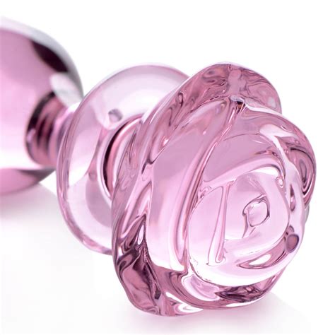 Pink Rose Glass Anal Plug Large The BDSM Toy Shop