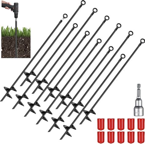 Amazon Lasnten 12 Pcs 30 Inch Heavy Duty Ground Anchor Spiral