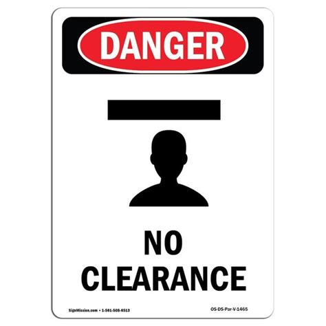 Signmission Safety Sign Osha Danger 7 Height No Clearance Portrait Os Ds D 57 V 1465 Zoro