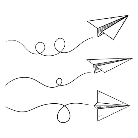 Set Of Doodle Paper Plane Icon Hand Drawn Paper Airplane Vector