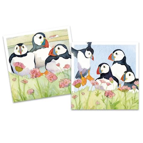 Karten Mini Sea Thrift Puffins