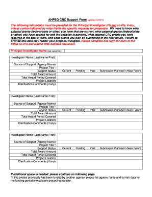 Fillable Online Research Fsu AHPEG CRC Support Form Florida State
