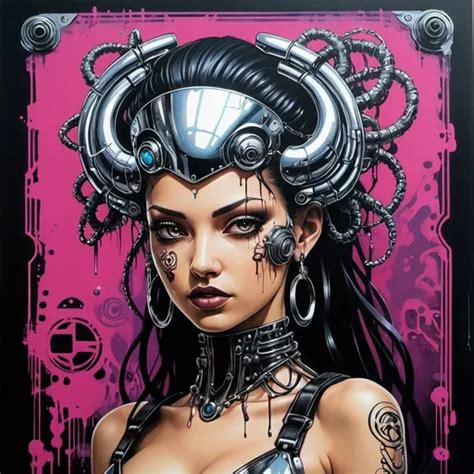 Sedusa Adornment Graffiti Art Print Cyberpunk Chrome