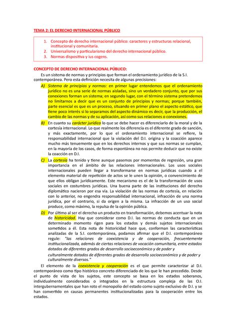 Tema Dip Apuntes Tema El Derecho Internacional P Blico