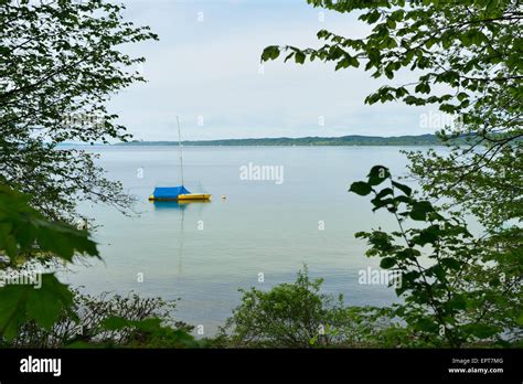 Starnberger See With Boat Seeshaupt Upper Bavaria Bavaria Germany