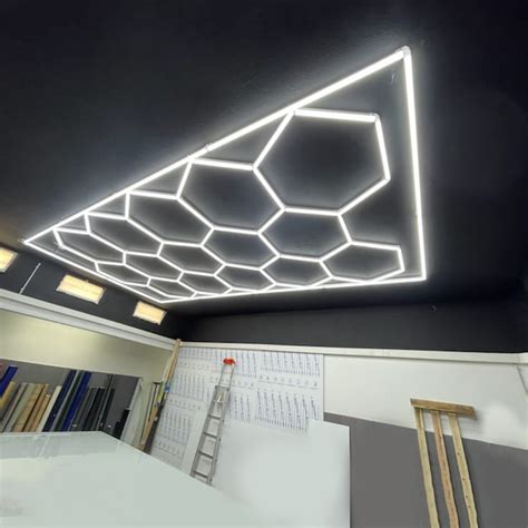 New Custom Led Hexagonal Lighting Detailing Ceiling Car Repair Shop