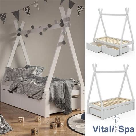 Lit Enfant Vitalispa Lit Tipi Lit Volutif X Cm Blanc