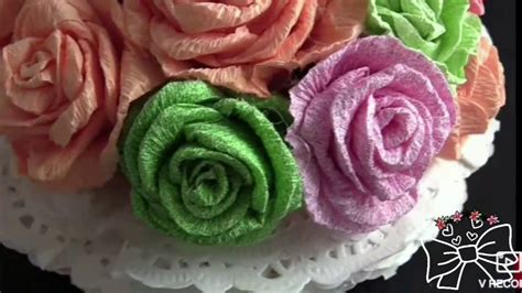 Making A Flower Bouquet From Crepe Paper كرافت استخدام ورق الكروشية 🌸