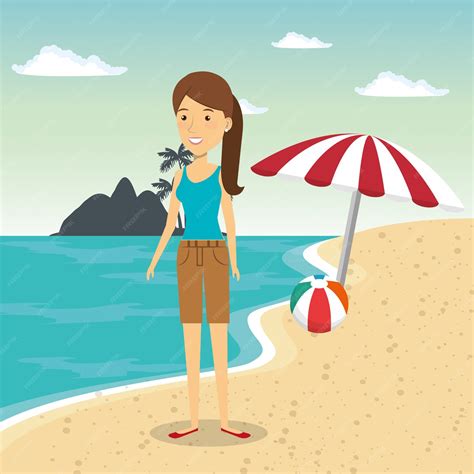 Mulher Na Praia Desenho - 8