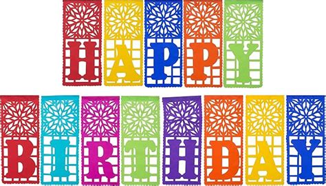 Mexican Tissue Papel Picado Banner Happy Birthday Ideal For Mexican