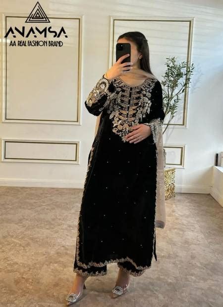 Anamsa 487 Faux Georgette Embroidery Pakistani Suit Wholesale Shop In