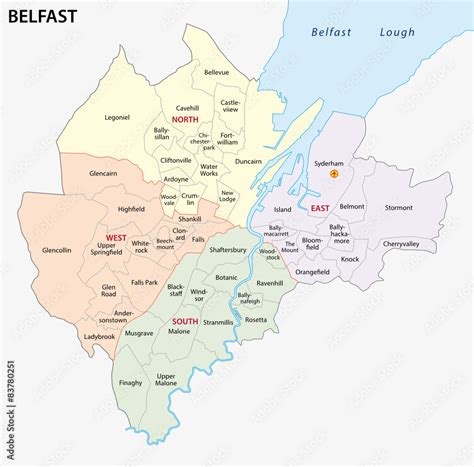 belfast administrative map stock vector adobe stock