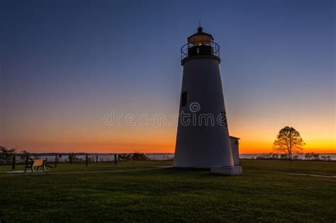 Turkey Point Lighthouse At Sunset At Elk Neck State Park In Maryland