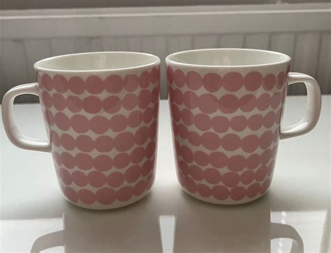 Oiva Siirtolapuutarha Räsymatto mug 2 5 dl white pink Franckly