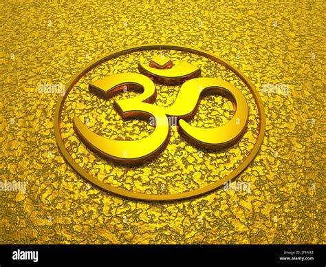 Om Symbol On Gold Structure Stock Photo Alamy