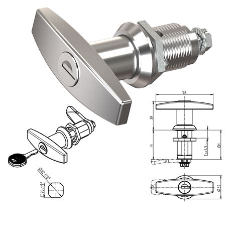 Schloss EMKA T Griff verchromt mit 1 Schlüssel Serie 1000