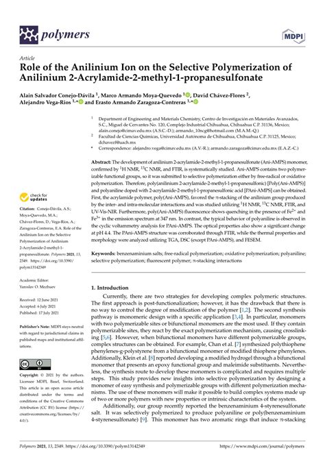 (PDF) Role of the Anilinium Ion on the Selective Polymerization of ...