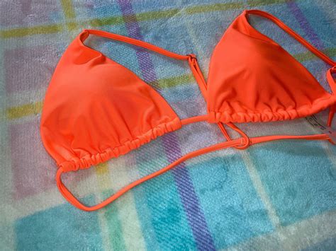 Shein Neon Triangle Bikini Top Women S Fashion Swimwear Bikinis Swimsuits On Carousell