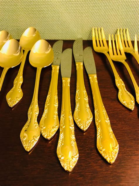 Vintage Gold Flatware, Golden Natchez, Gold Electroplate Flatware ...