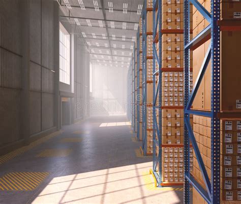 Modern Warehouse Interior stock illustration. Illustration of interior ...