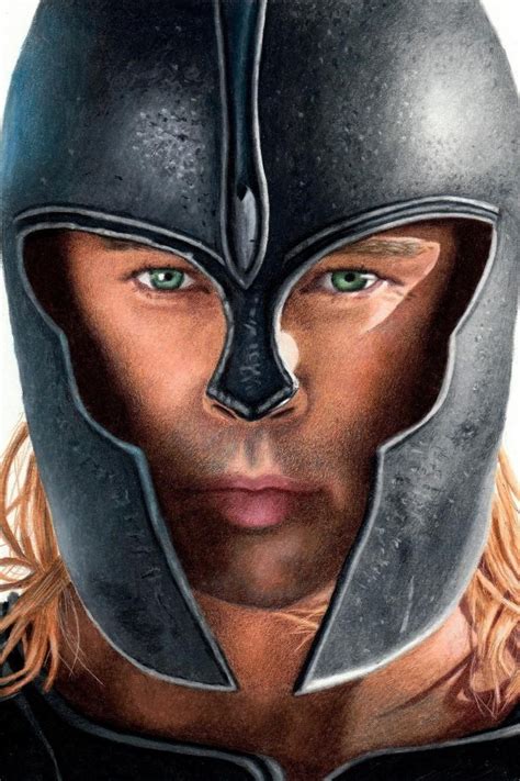 Brad Pitt As Achilles Colored Pencil Drawing By Jasminasusak On