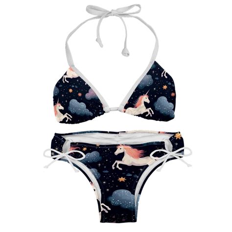 Starry Unicorn Women S Bikini Set With Detachable Sponge And Adjustable