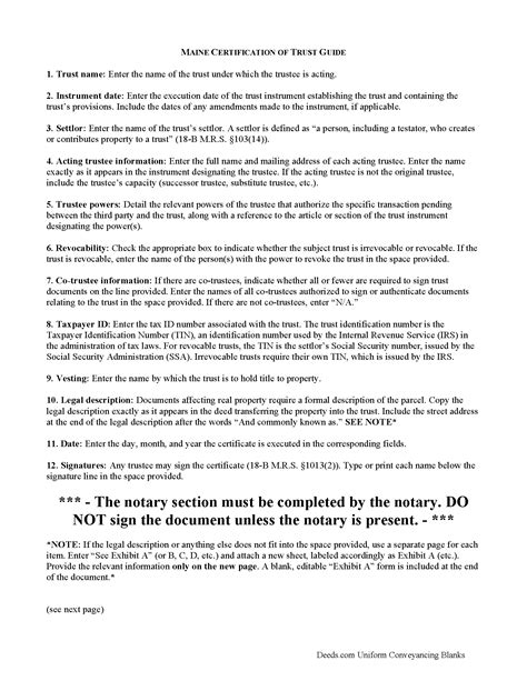 York County Certificate of Trust Form | Maine | Deeds.com