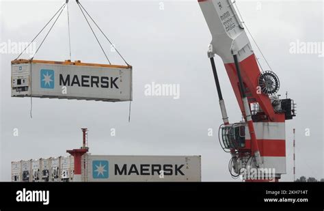 Crane Unloads Cargo Ship Sevmorput Russian Nuclear Powered Icebreaker