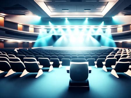 An Empty Auditorium With Rows Of Seats And A Projector Screen Image