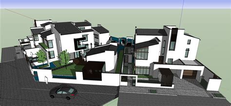 朱家角住宅别墅联排独栋新中式别墅su模型别墅土木在线
