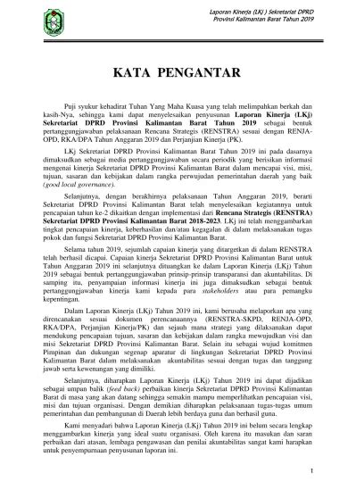 Laporan Kinerja Lkj Sekretariat Dprd Provinsi Kalimantan Barat Tahun