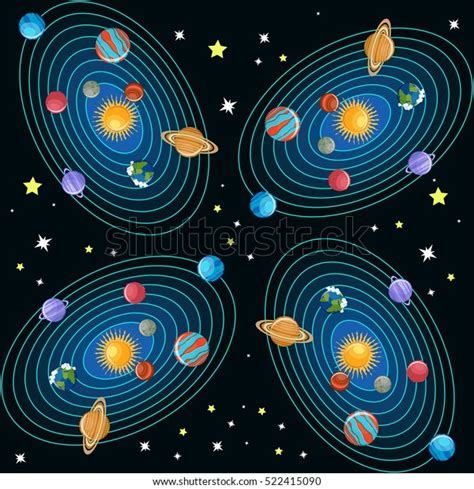 Solar System Seamless Pattern Planets Orbits Stock Vector Royalty Free