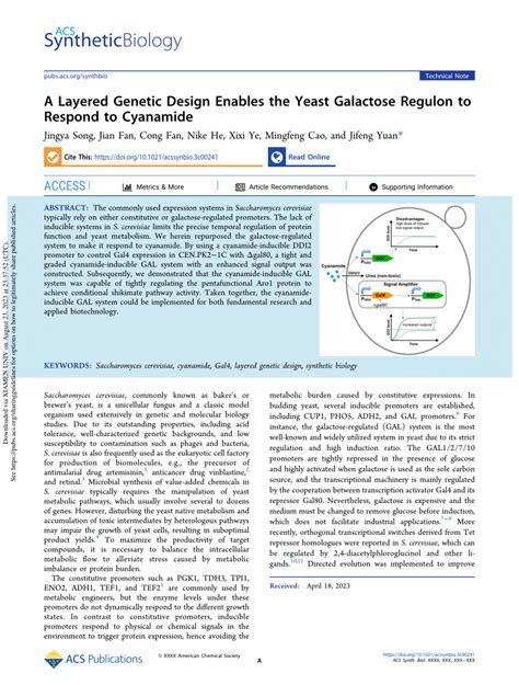 PDF A Layered Genetic Design Enables The Yeast Galactose Regulon To