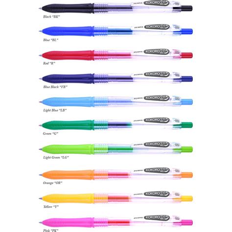 Jual Zebra Kokoro Gel Pen Mm Pena Pulpen Ballpoint Hitam Biru Warna