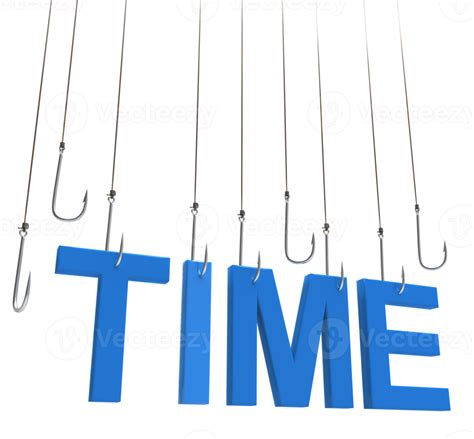 Time Text Hanging On A Fishing Hook 18925246 Png