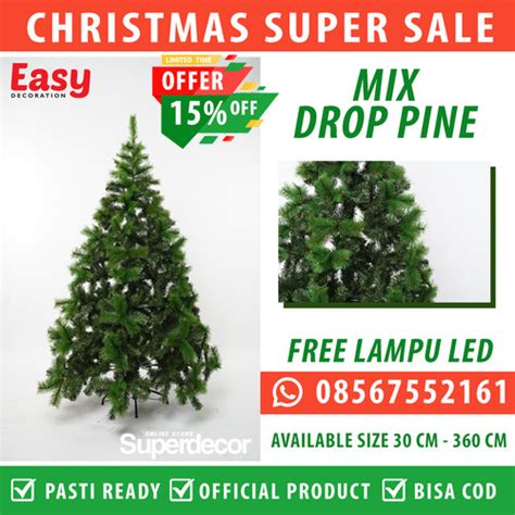 Jual Pohon Natal Meter Kecil Pvc Tinggi Cm Ft Feet Daun Pinus