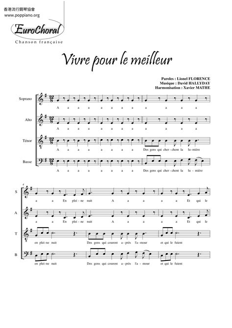 Johnny Hallyday Vivre Pour Le Meilleur Sheet Music Pdf Free Score