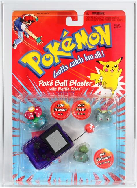 1999 Hasbro Pokemon Carded Game Poke Ball Blaster With Battle Discs