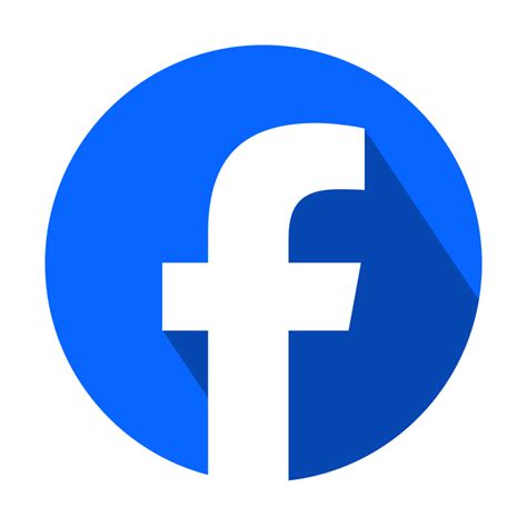 Round Circle Blue Facebook Logo With Long Shadow On A Transparent