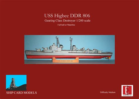 1/200 Gearing Class Destroyer USS Higbee DDR 806 Paper Model - EcardModels