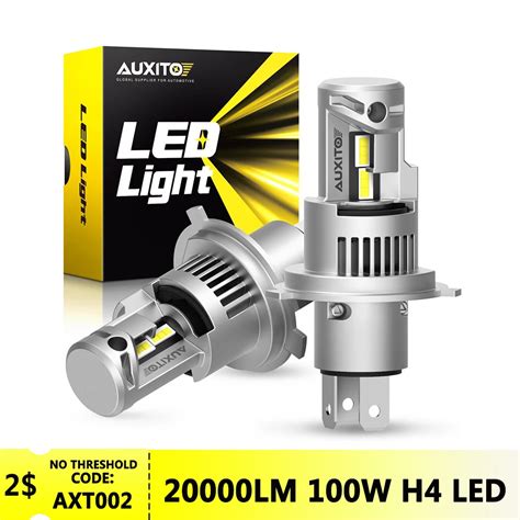 Auxito 2pcs H4 Led Headlight 20000lm Csp Chip Led Super Bright H4 Mini Canbus Turbo 9003