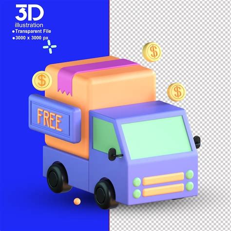 Premium PSD 3d Render Illustration Of Ecommerce Icon Free Delivery