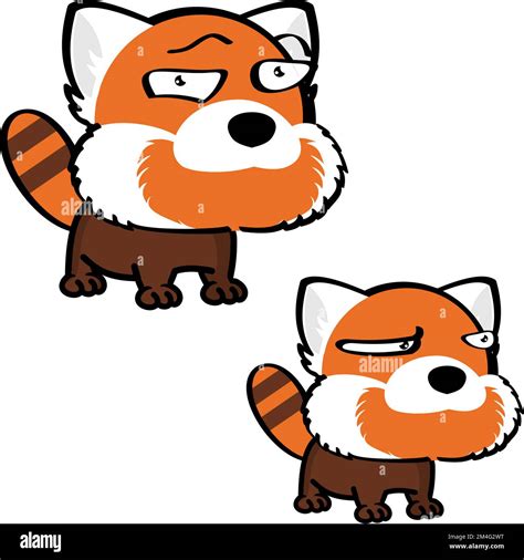 Big Head Red Panda Character Cartoon Expressions Pack Illustration In