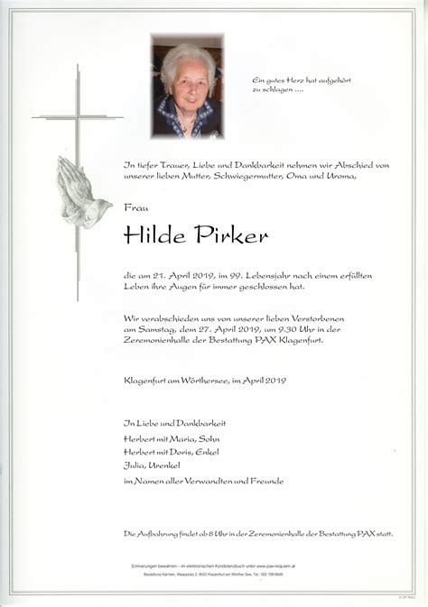 Parte für HIlde Pirker pax requiem