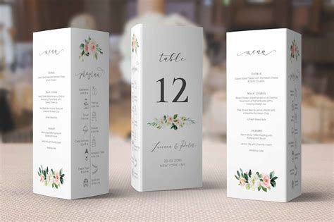 Editable Blush Trifold Table Number Template Wedding Order Of Etsy