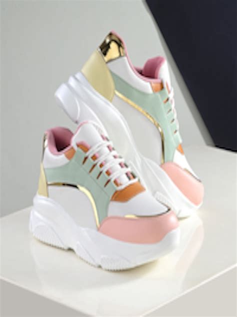 Buy The Roadster Lifestyle Co Women White And Pink Colourblocked Lightweight Comfort Sneakers