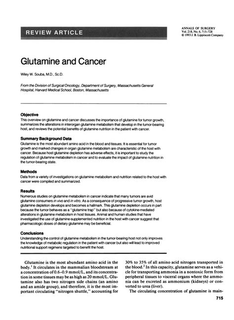 (PDF) Glutamine and Cancer